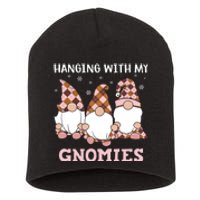 Christmas Hanging With Gnomies Gnome Pink Leopard Short Acrylic Beanie