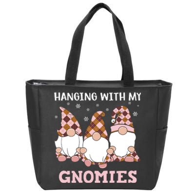 Christmas Hanging With Gnomies Gnome Pink Leopard Zip Tote Bag