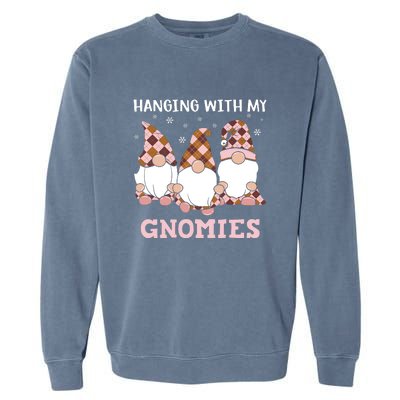 Christmas Hanging With Gnomies Gnome Pink Leopard Garment-Dyed Sweatshirt