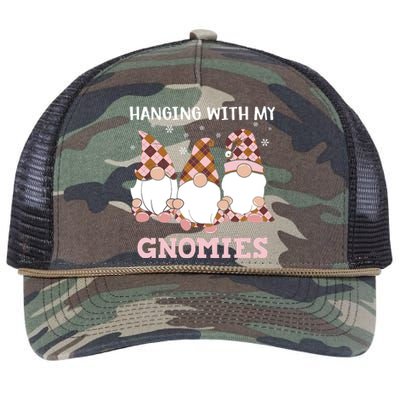 Christmas Hanging With Gnomies Gnome Pink Leopard Retro Rope Trucker Hat Cap