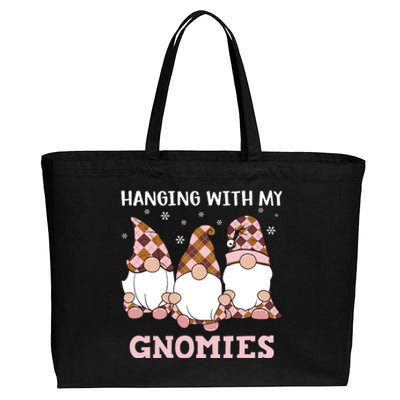 Christmas Hanging With Gnomies Gnome Pink Leopard Cotton Canvas Jumbo Tote