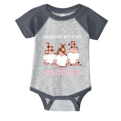 Christmas Hanging With Gnomies Gnome Pink Leopard Infant Baby Jersey Bodysuit