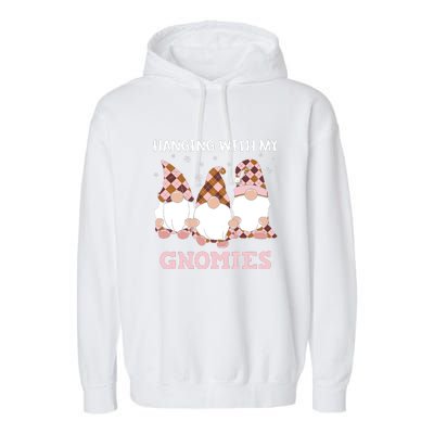 Christmas Hanging With Gnomies Gnome Pink Leopard Garment-Dyed Fleece Hoodie