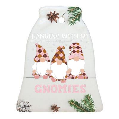 Christmas Hanging With Gnomies Gnome Pink Leopard Ceramic Bell Ornament