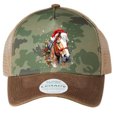 Christmas Horse With Holly Santa Hat Western Xmas Holiday Gift Legacy Tie Dye Trucker Hat