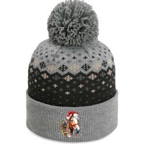 Christmas Horse With Holly Santa Hat Western Xmas Holiday Gift The Baniff Cuffed Pom Beanie