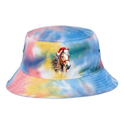 Christmas Horse With Holly Santa Hat Western Xmas Holiday Gift Tie Dye Newport Bucket Hat