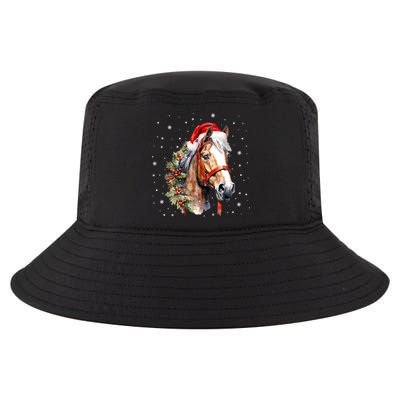 Christmas Horse With Holly Santa Hat Western Xmas Holiday Gift Cool Comfort Performance Bucket Hat