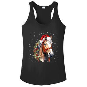 Christmas Horse With Holly Santa Hat Western Xmas Holiday Gift Ladies PosiCharge Competitor Racerback Tank