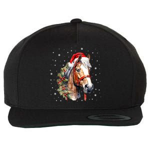 Christmas Horse With Holly Santa Hat Western Xmas Holiday Gift Wool Snapback Cap