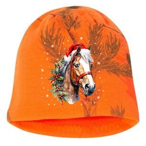 Christmas Horse With Holly Santa Hat Western Xmas Holiday Gift Kati - Camo Knit Beanie