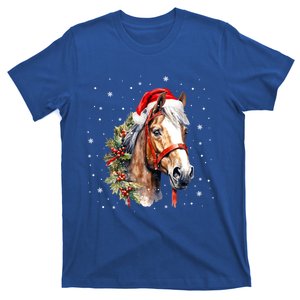 Christmas Horse With Holly Santa Hat Western Xmas Holiday Gift T-Shirt