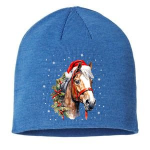 Christmas Horse With Holly Santa Hat Western Xmas Holiday Gift Sustainable Beanie