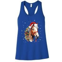 Christmas Horse With Holly Santa Hat Western Xmas Holiday Gift Women's Racerback Tank