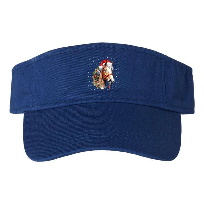 Christmas Horse With Holly Santa Hat Western Xmas Holiday Gift Valucap Bio-Washed Visor