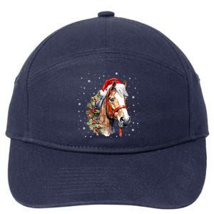 Christmas Horse With Holly Santa Hat Western Xmas Holiday Gift 7-Panel Snapback Hat