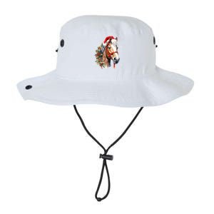 Christmas Horse With Holly Santa Hat Western Xmas Holiday Gift Legacy Cool Fit Booney Bucket Hat