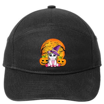 Cute Halloween Witchy Unicorn Pumpink Halloween Gift 7-Panel Snapback Hat