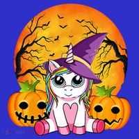Cute Halloween Witchy Unicorn Pumpink Halloween Gift T-Shirt