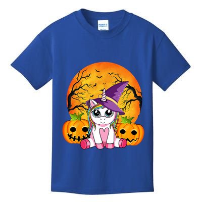 Cute Halloween Witchy Unicorn Pumpink Halloween Gift Kids T-Shirt