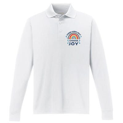 Choose Harris Walz Choose Joy Kamala Harris And Waltz Performance Long Sleeve Polo