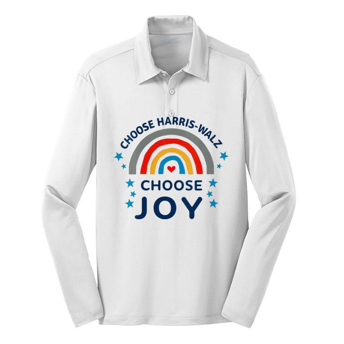 Choose Harris Walz Choose Joy Kamala Harris And Waltz Silk Touch Performance Long Sleeve Polo