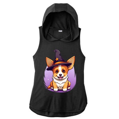 Cute Halloween Witches Hat Corgi Great Gift Ladies PosiCharge Tri-Blend Wicking Draft Hoodie Tank