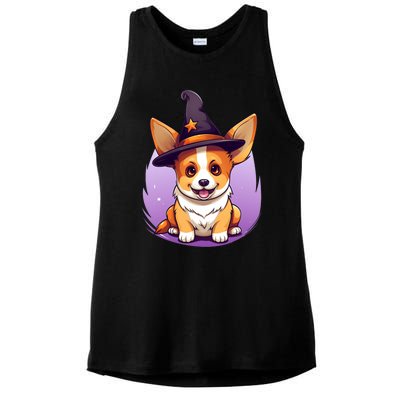 Cute Halloween Witches Hat Corgi Great Gift Ladies PosiCharge Tri-Blend Wicking Tank