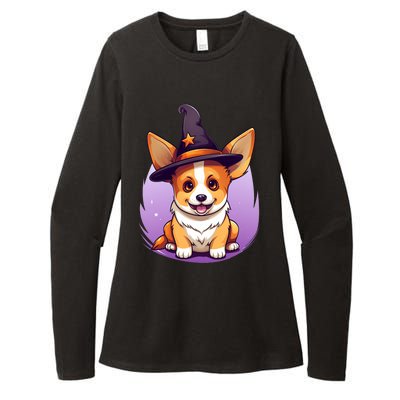 Cute Halloween Witches Hat Corgi Great Gift Womens CVC Long Sleeve Shirt