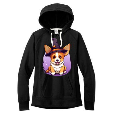 Cute Halloween Witches Hat Corgi Great Gift Women's Fleece Hoodie