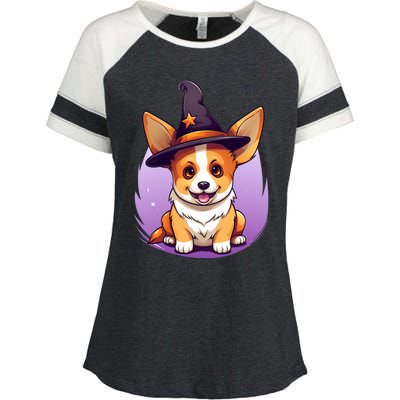 Cute Halloween Witches Hat Corgi Great Gift Enza Ladies Jersey Colorblock Tee