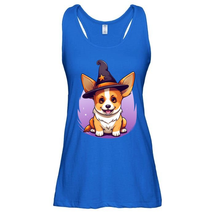 Cute Halloween Witches Hat Corgi Great Gift Ladies Essential Flowy Tank