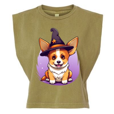 Cute Halloween Witches Hat Corgi Great Gift Garment-Dyed Women's Muscle Tee