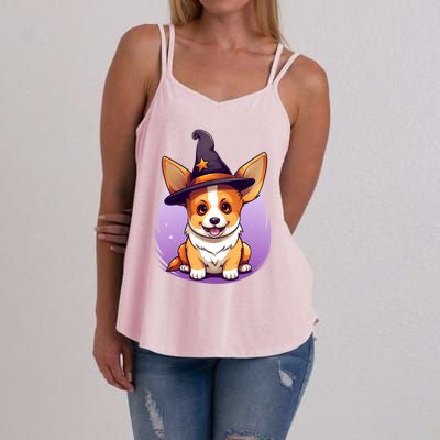 Cute Halloween Witches Hat Corgi Great Gift Women's Strappy Tank