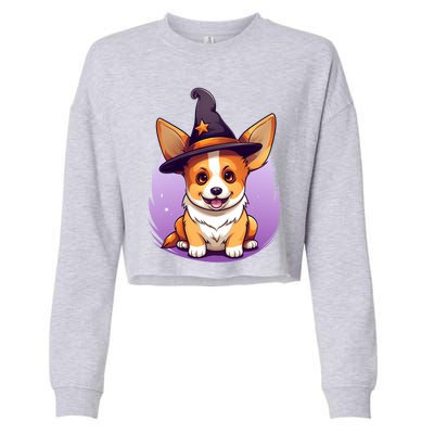 Cute Halloween Witches Hat Corgi Great Gift Cropped Pullover Crew