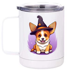 Cute Halloween Witches Hat Corgi Great Gift 12 oz Stainless Steel Tumbler Cup