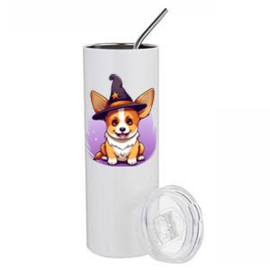 Cute Halloween Witches Hat Corgi Great Gift Stainless Steel Tumbler