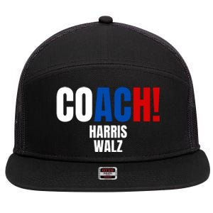 Coach Harris Walz 2024 Kamala Harris Coach Walz 2024 Coach 7 Panel Mesh Trucker Snapback Hat