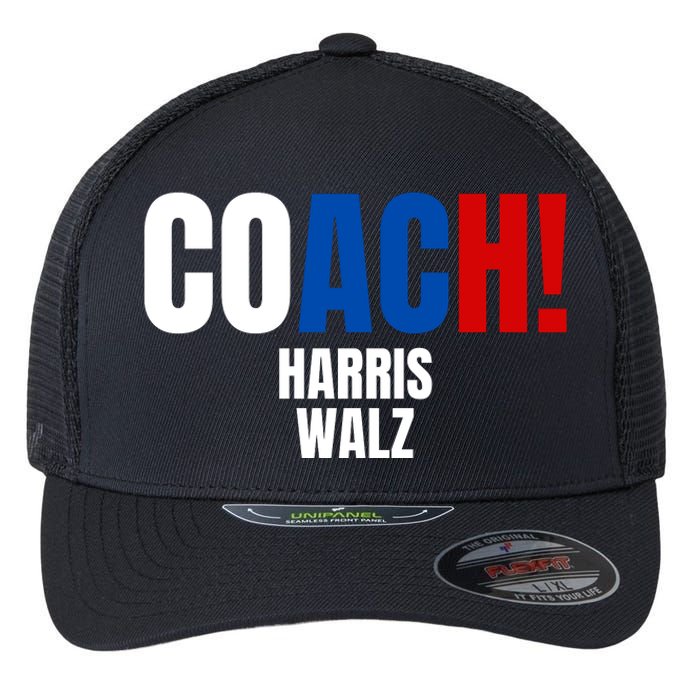 Coach Harris Walz 2024 Kamala Harris Coach Walz 2024 Coach Flexfit Unipanel Trucker Cap