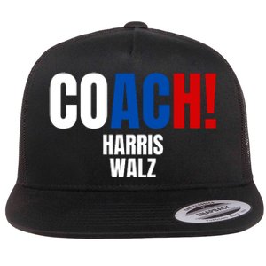 Coach Harris Walz 2024 Kamala Harris Coach Walz 2024 Coach Flat Bill Trucker Hat