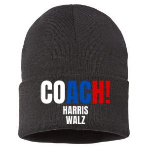 Coach Harris Walz 2024 Kamala Harris Coach Walz 2024 Coach Sustainable Knit Beanie