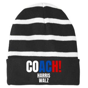 Coach Harris Walz 2024 Kamala Harris Coach Walz 2024 Coach Striped Beanie with Solid Band