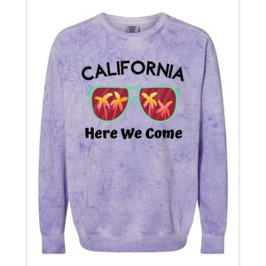 California Here We Come Vacation Road Trip Sunglasses Palm Cool Gift Colorblast Crewneck Sweatshirt