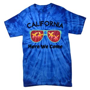 California Here We Come Vacation Road Trip Sunglasses Palm Cool Gift Tie-Dye T-Shirt