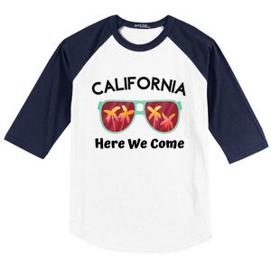 California Here We Come Vacation Road Trip Sunglasses Palm Cool Gift Baseball Sleeve Shirt