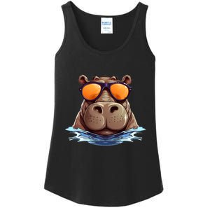 Cool Hippo with Sunglasses for funny Animals Costume Ladies Essential Tank