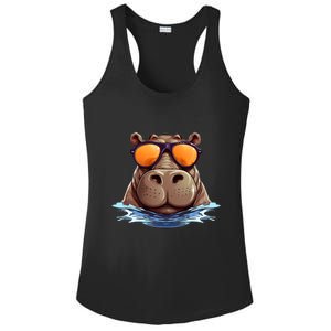 Cool Hippo with Sunglasses for funny Animals Costume Ladies PosiCharge Competitor Racerback Tank