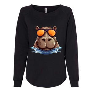 Cool Hippo with Sunglasses for funny Animals Costume Womens California Wash Sweatshirt