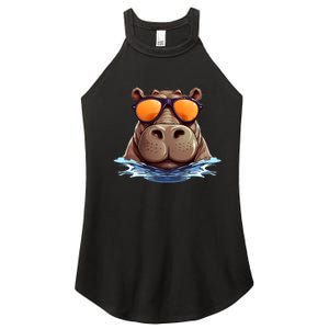 Cool Hippo with Sunglasses for funny Animals Costume Women's Perfect Tri Rocker Tank