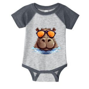 Cool Hippo with Sunglasses for funny Animals Costume Infant Baby Jersey Bodysuit